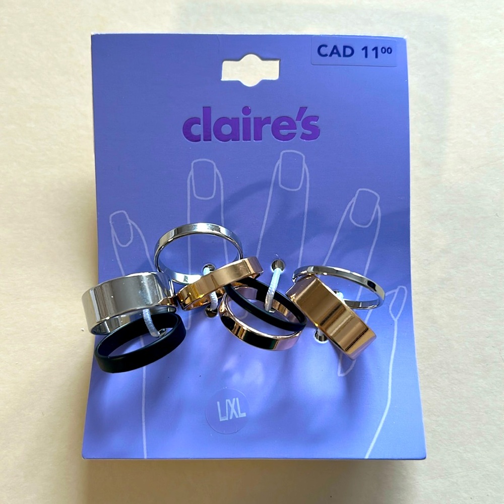Set of 8 metal rings L/XL